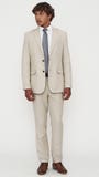 Linen Blend Slim Suit in Oat