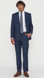 Linen Blend Slim Suit in Navy