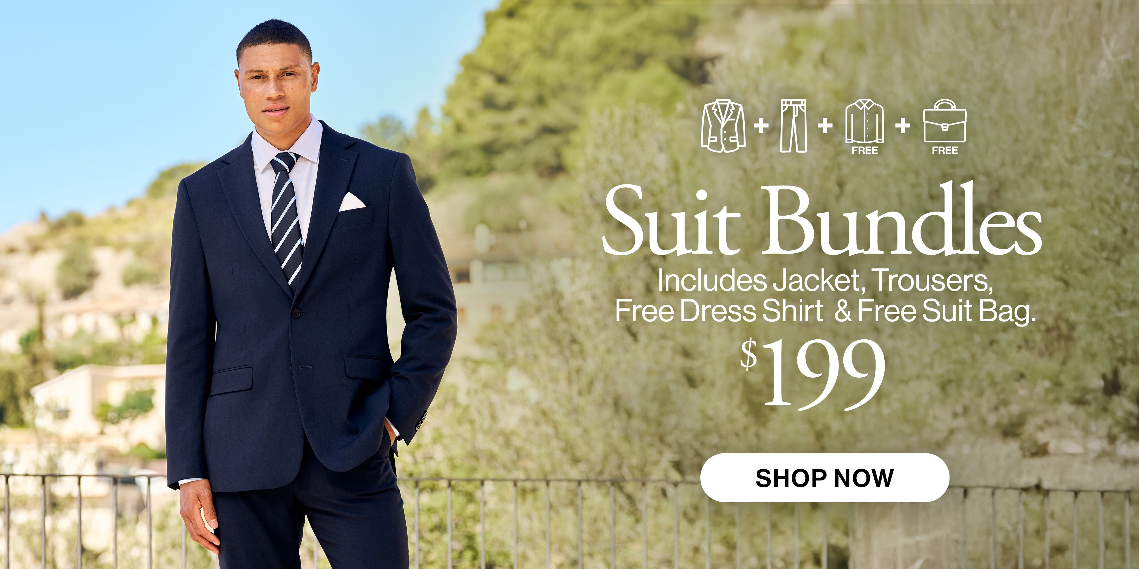 Suit bundle $199 + free shirt + free suit bag