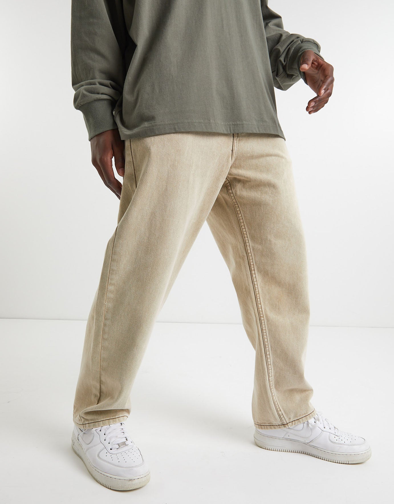 Absent Baggy Fit Jeans in Tan 