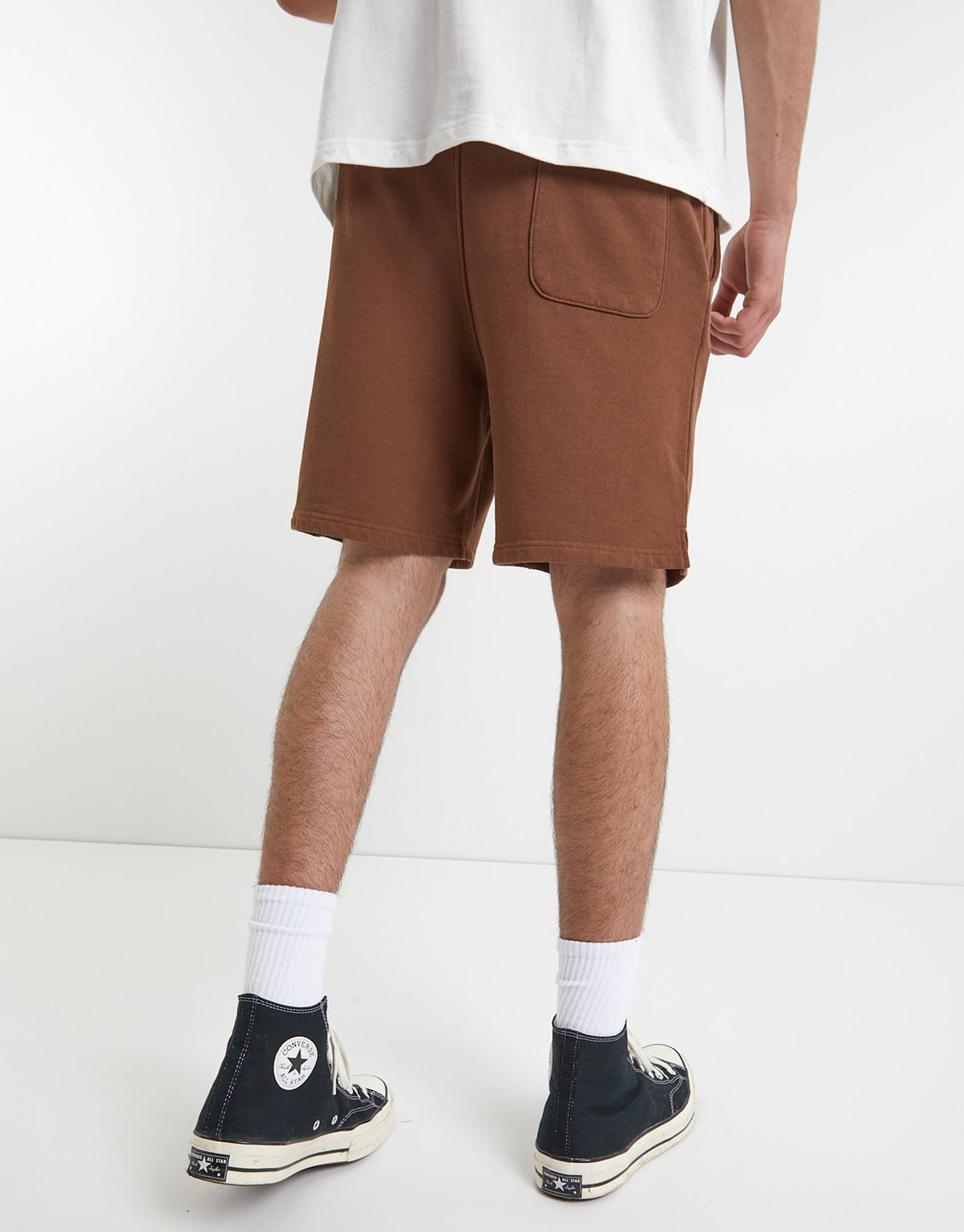 Baggy Fit Track Shorts in Brown 