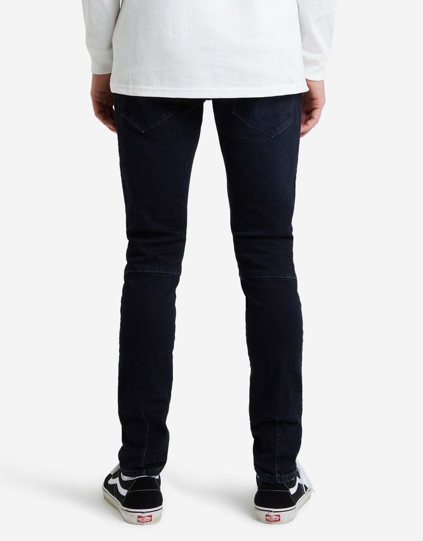 Knee Panel Tapered Fit Jeans in Blue 