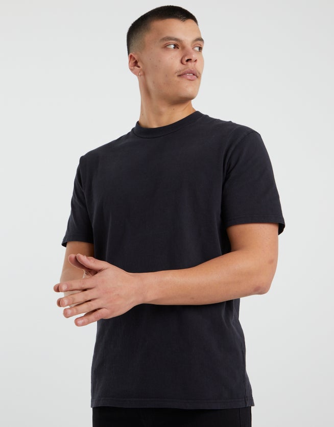 Plain Heavyweight T Shirt in Black | Hallensteins NZ