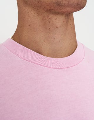 Heavyweight Regular Fit T Shirt in Pastel Pink Detail