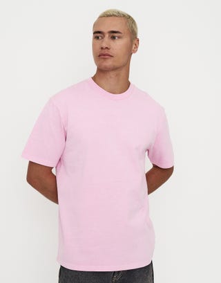 Heavyweight Regular Fit T Shirt in Pastel Pink Front