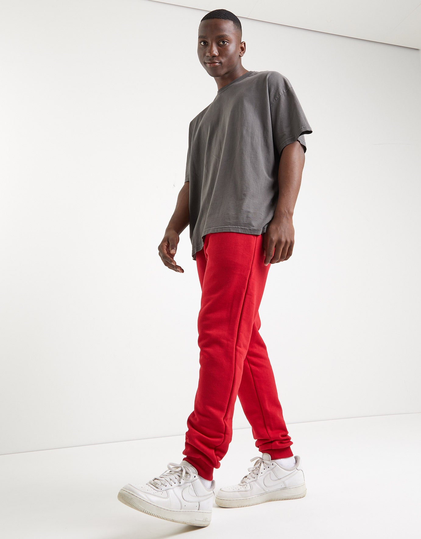Plain Organic Track Pants in Red 