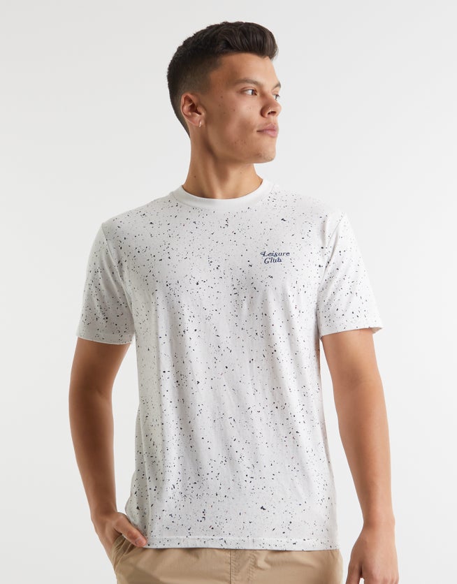 Splatter T Shirt in Off White | Hallensteins NZ