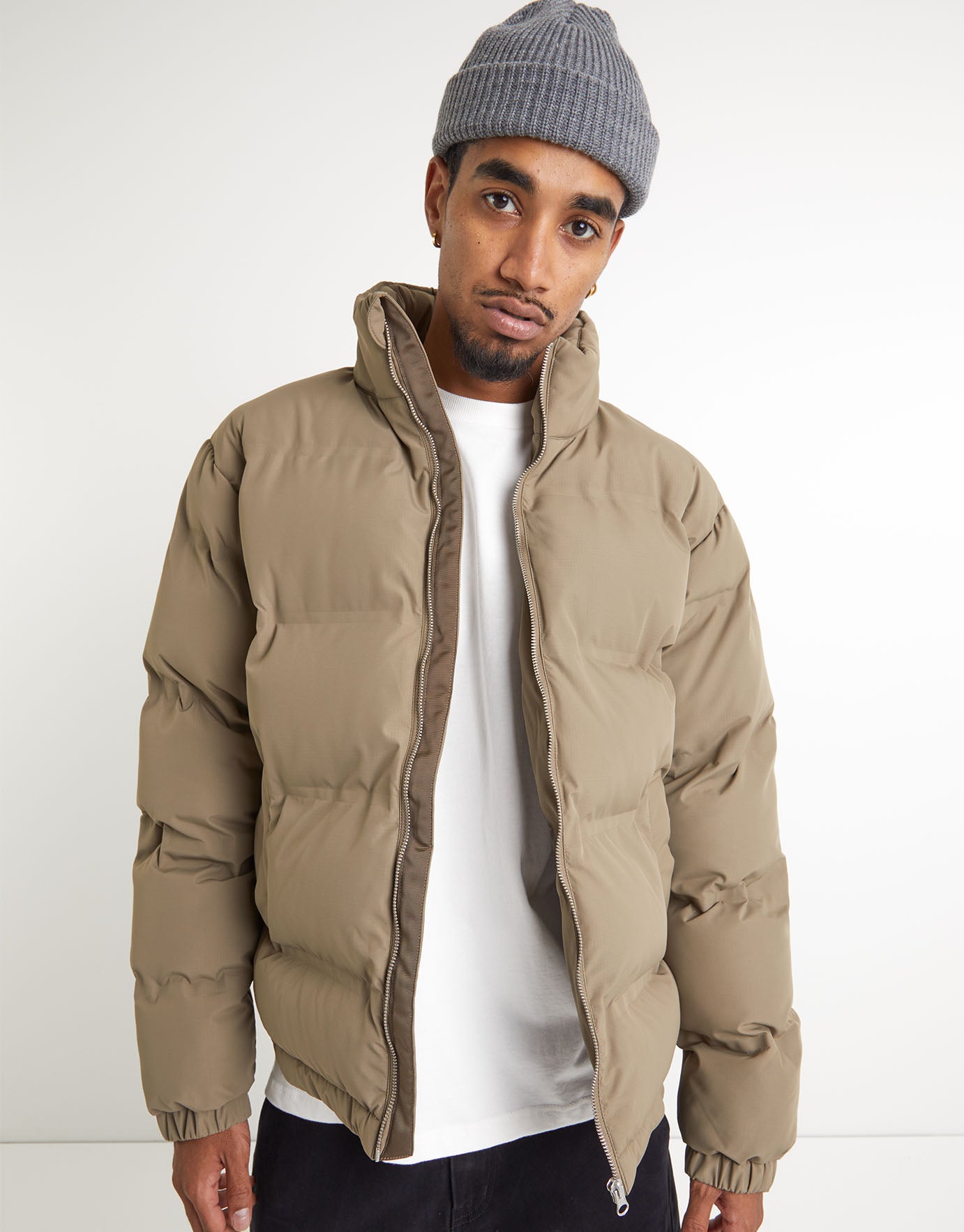 100% Recycled Puffer Jacket in Green 