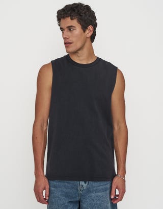 Heavyweight Muscle Tank in Black Front