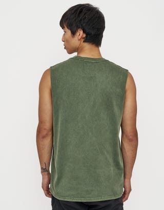 Heavyweight Muscle Tank in Cedar Green Back