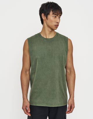 Heavyweight Muscle Tank in Cedar Green Front