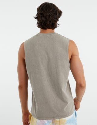 Heavyweight Muscle Tank in Dark Ecru Back