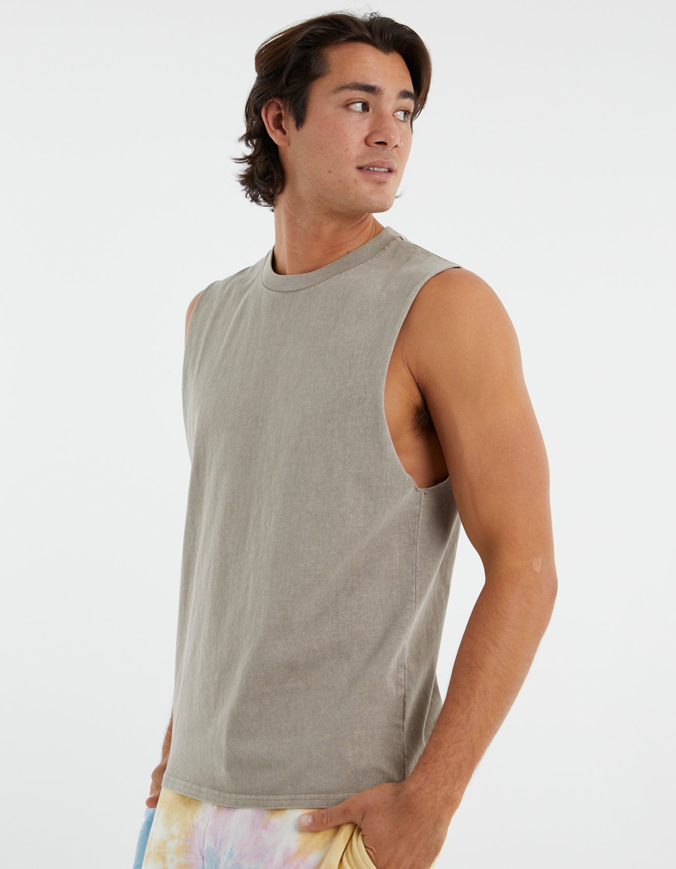 Heavyweight Muscle Tank in Dark Ecru | Hallensteins NZ