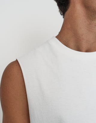 Heavyweight Muscle Tank in White Detail