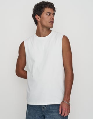 Heavyweight Muscle Tank in White Front