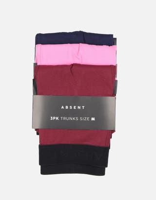 3 Pack Mixed Plain Boxers in Navy/pink/burgundy Full