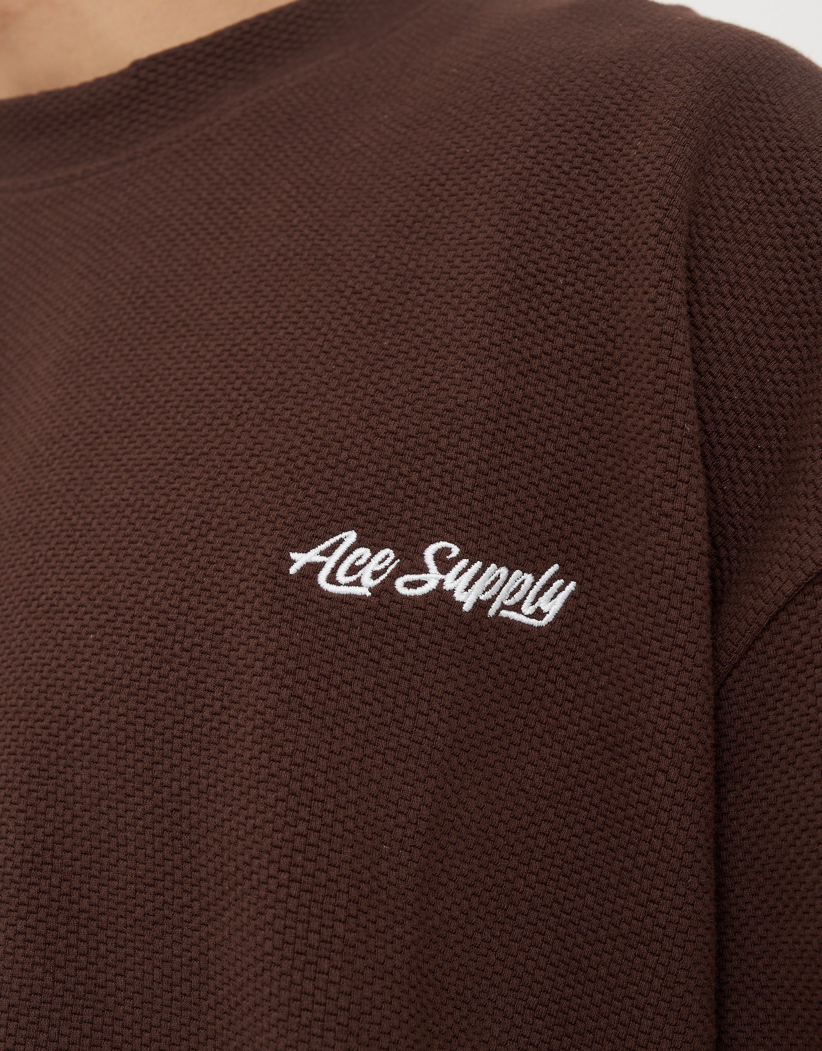Textured Ace Supply Box Fit T-Shirt in Bitter Brown | Hallensteins NZ