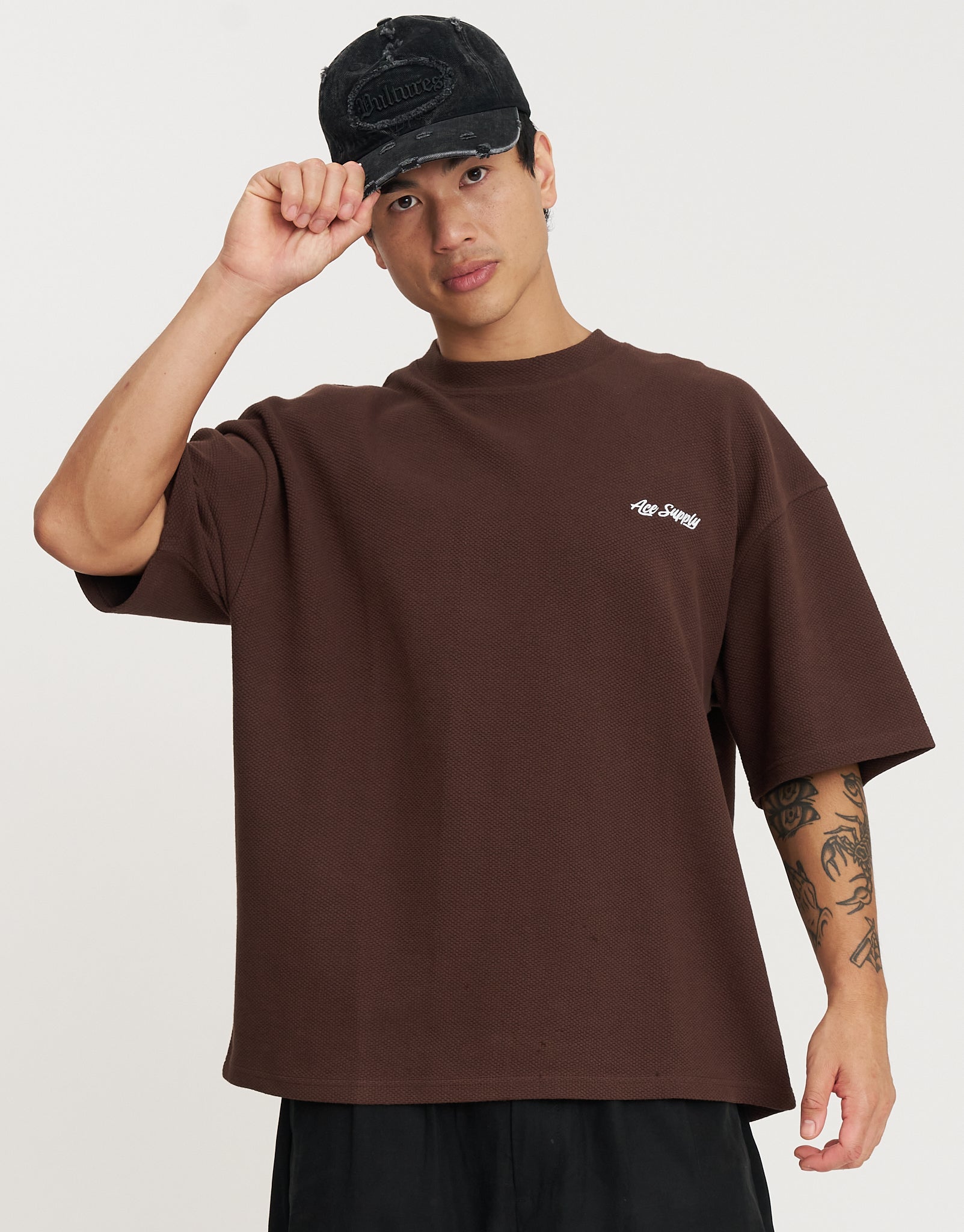 Vapor Overlocked Box Fit T Shirt in Brown | Hallensteins AU