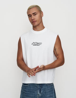 Altura Health Club Cropped Muscle Singlet in Blanc Back