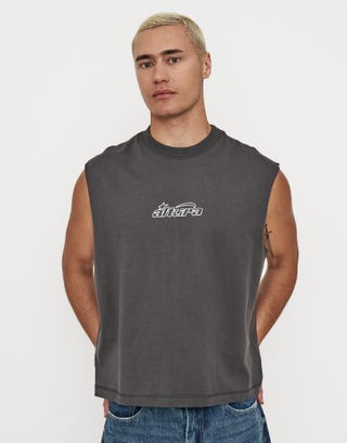 Altura Cropped Muscle Singlet in Pewter Grey Back