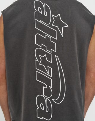 Altura Cropped Muscle Singlet in Pewter Grey Detail