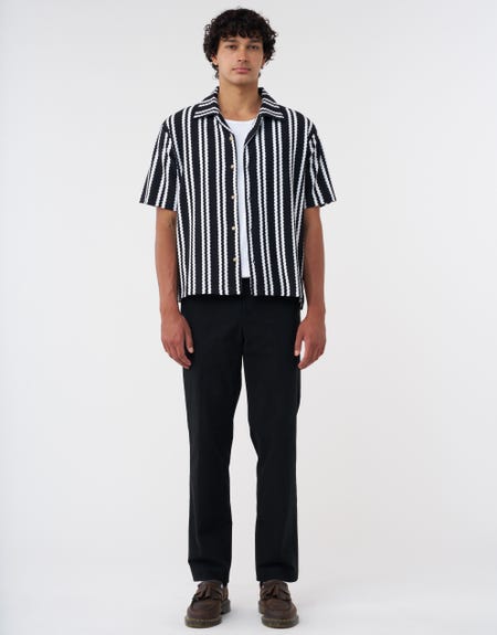 T-shirt Manches Courtes Homme 2XL Noir Rayé - Marque Metro One, Neuf Avec étiquettes