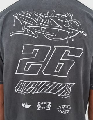 Archrival Cropped Relaxed Fit T Shirt in Pewter Grey Detail3