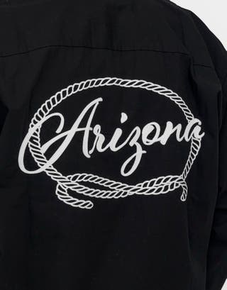 Arizona Embroidered Long Sleeve Shirt in Black Detail2