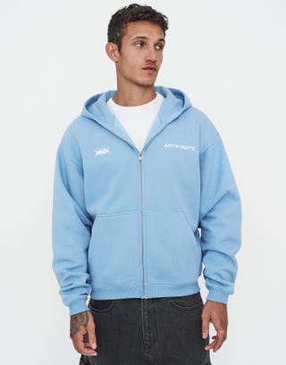 Arts Dept. Oversized Zip Up Hoodie in Sky Blue Detail2
