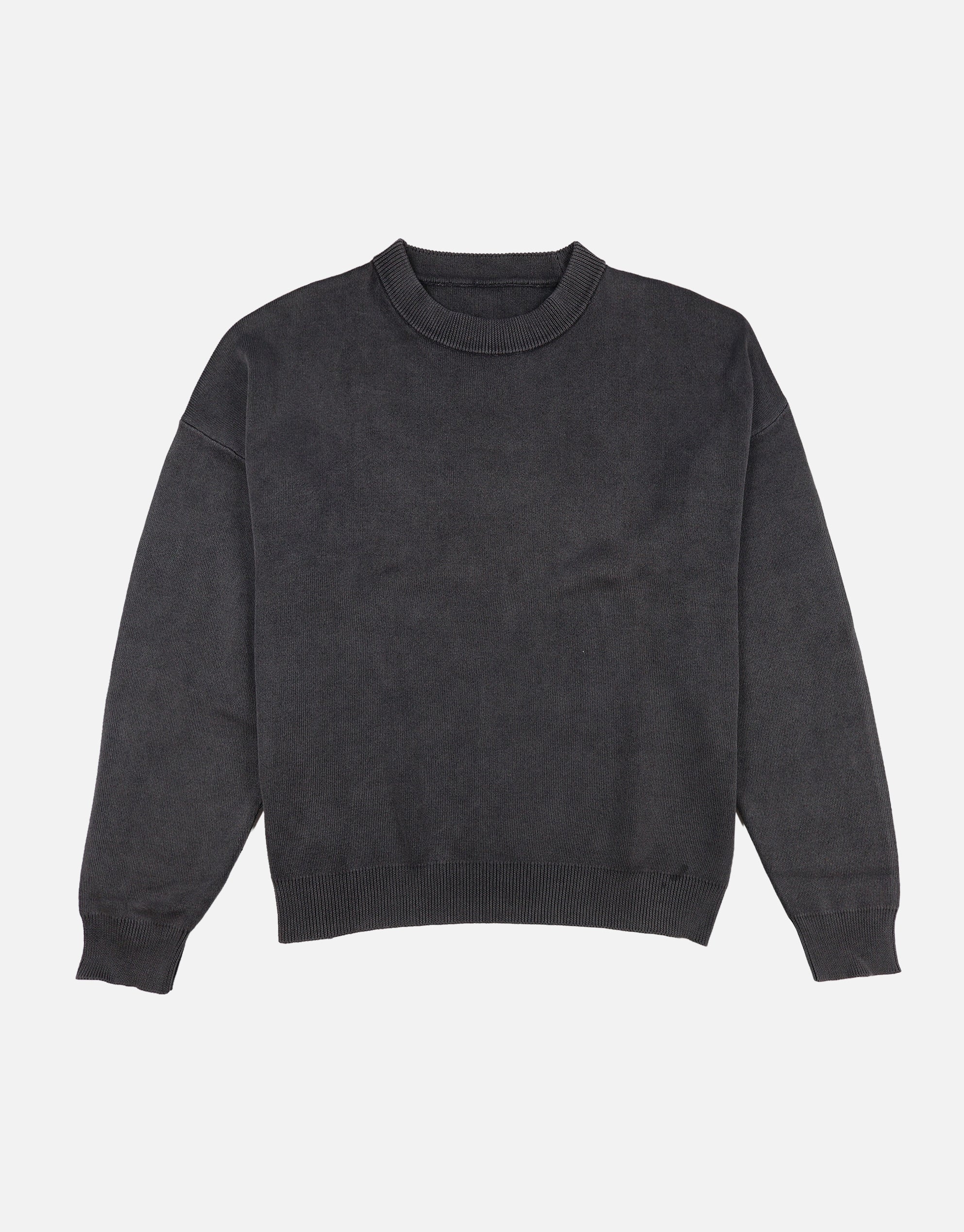 Oversized Crew Knit Jumper in Black | Hallensteins NZ