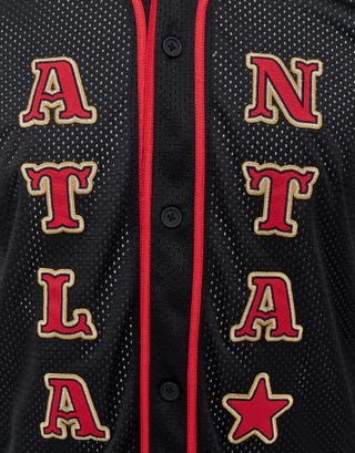 Atlanta Baseball Short Sleeve Shirt in Black Detail2