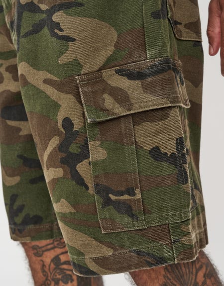 Baggy Camo Cargo Shorts in Camo Hallensteins NZ