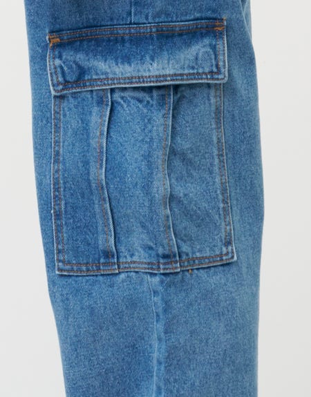 Baggy Fit Cargo Jeans in Blue