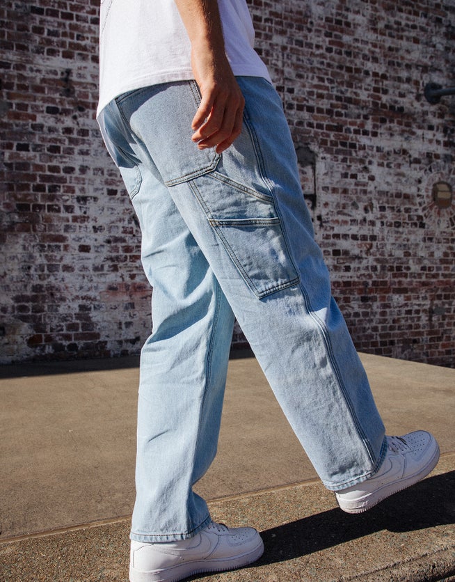 Baggy Fit Carpenter Jeans in Light Blue | Hallensteins US
