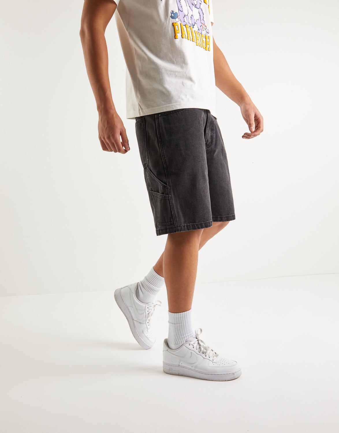 black jean shorts