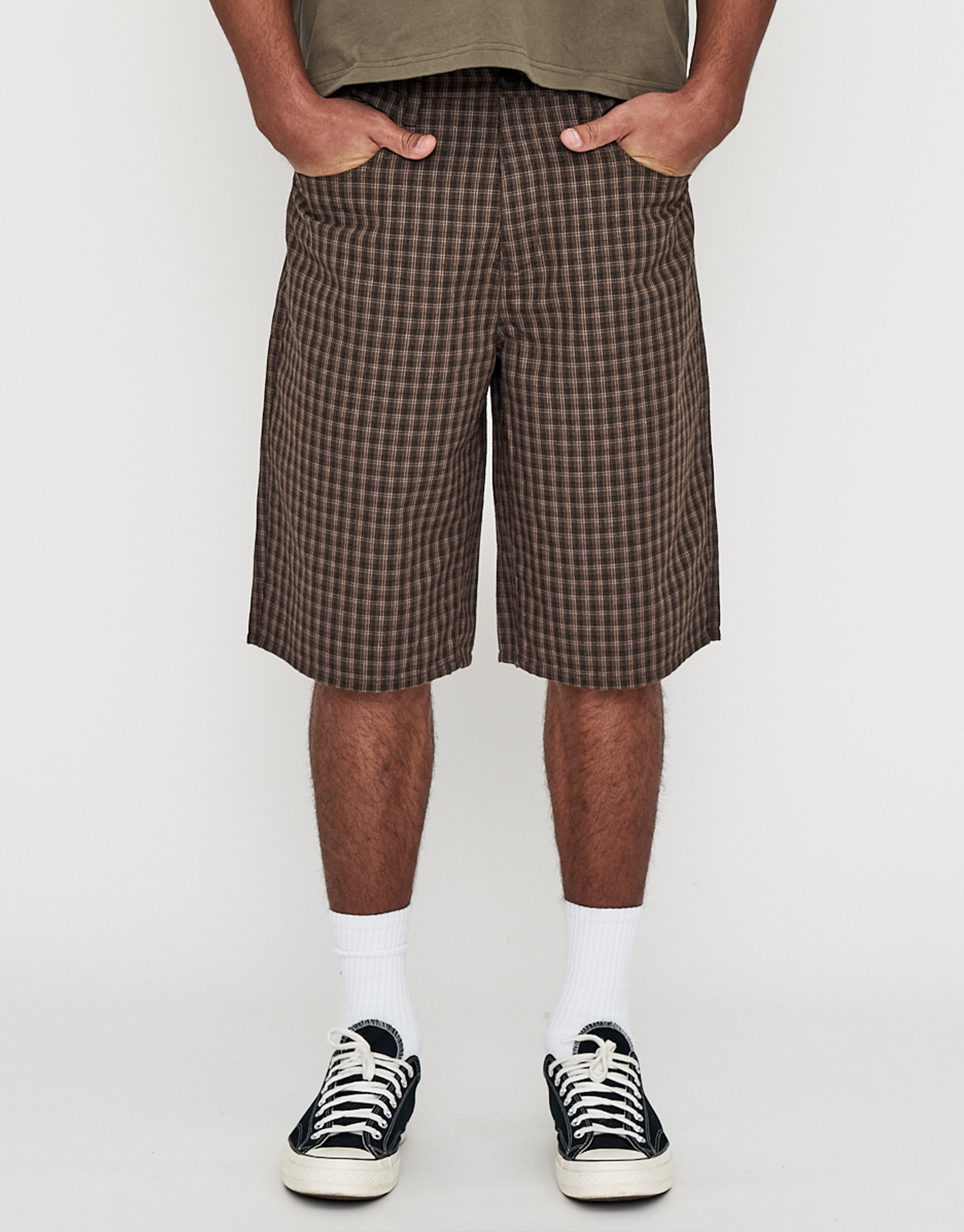 SOL soonerorlater Checked Baggy Shorts L SOL soonerorlater Checked