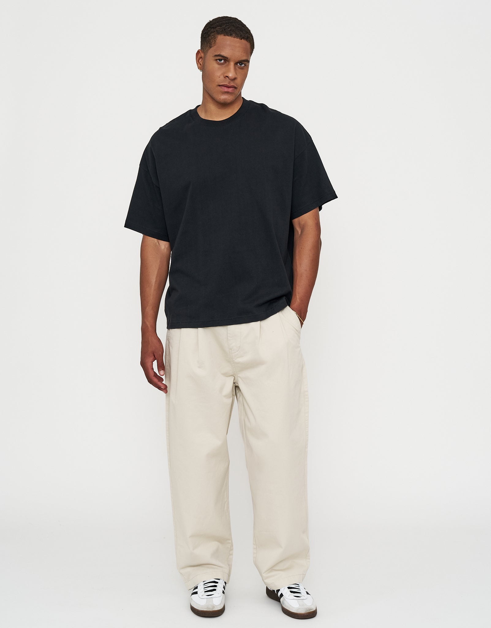 Baggy Double Pleated Pants in Bone | Hallensteins NZ