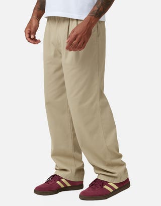 Baggy Double Pleated Pants in Tan Back