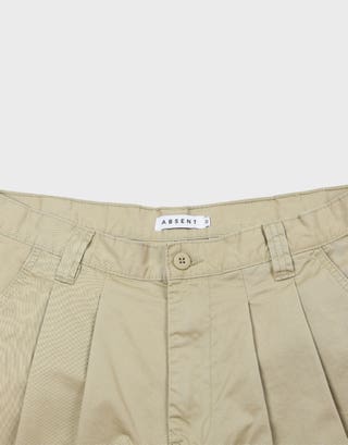 Baggy Double Pleated Pants in Tan Detail