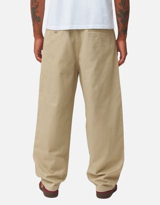 Baggy Double Pleated Pants in Tan Full