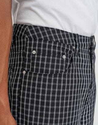 Plaid Baggy Fit Jorts in Black Detail