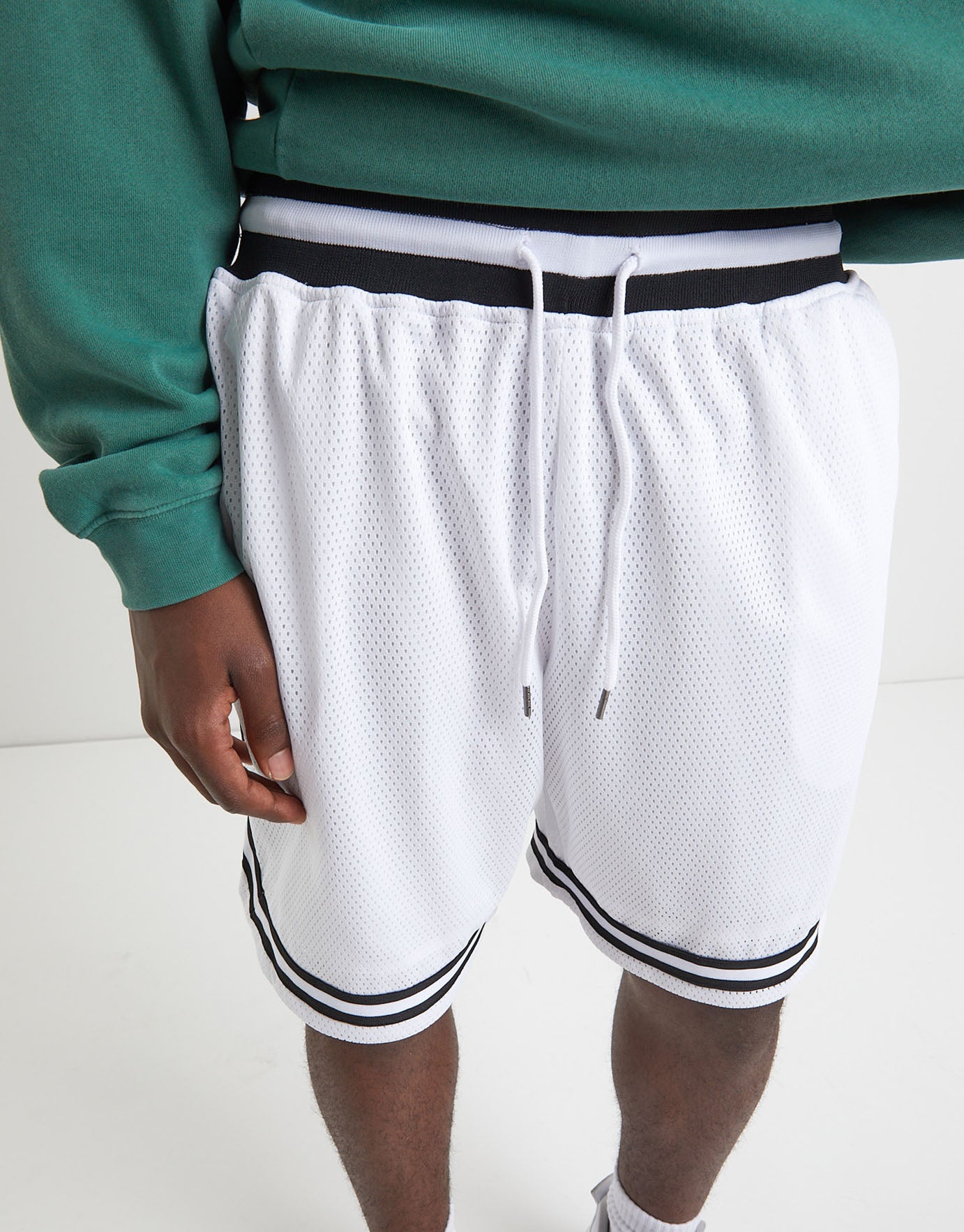 Relaxed Fit Basketball Shorts in White 