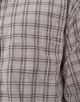 Berkley Cropped Check Short Sleeve Shirt in Grey Detail
