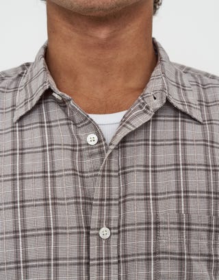 Berkley Cropped Check Short Sleeve Shirt in Grey Detail2