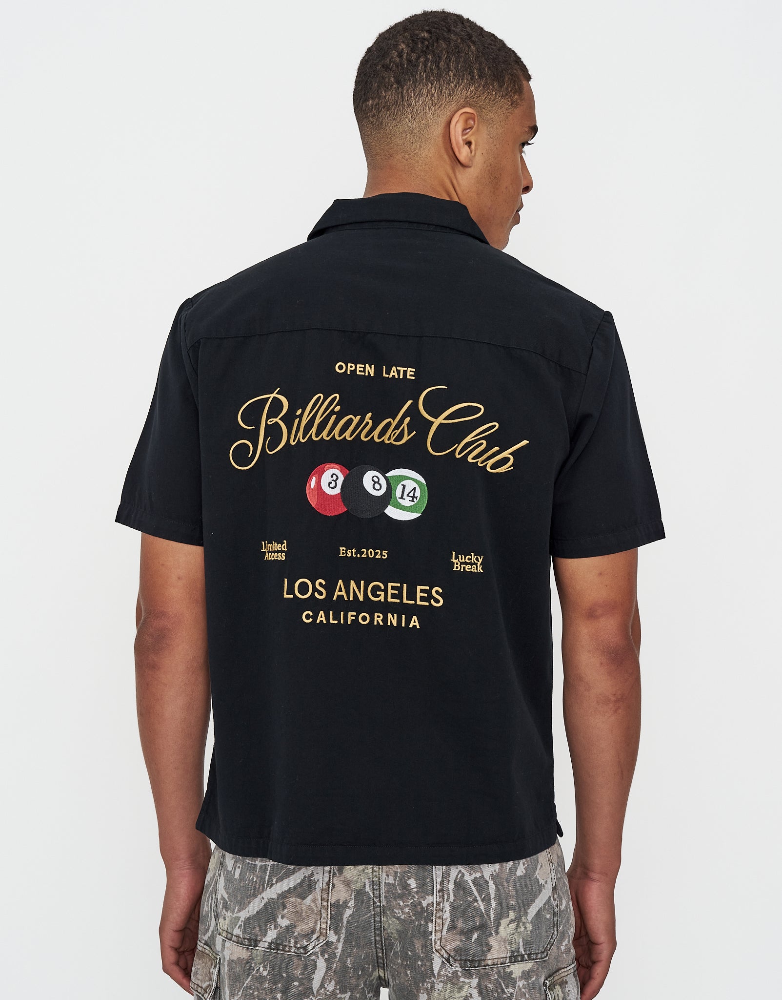 Billiards Bowling Short Sleeve Shirt in Black | Hallensteins AU