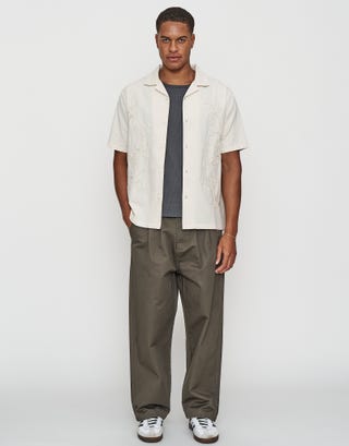 Bloom Embroidered Short Sleeve Shirt in Oat Full