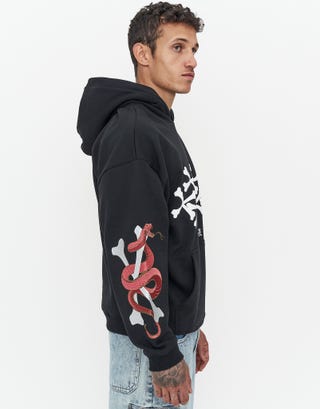 Bones Oversized Hoodie in Black Detail2
