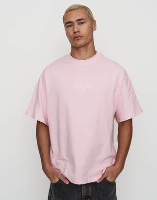 Bordeaux Box Fit T Shirt in Pink Mist Back