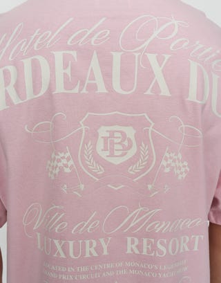 Bordeaux Box Fit T Shirt in Pink Mist Detail