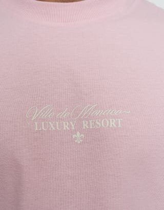 Bordeaux Box Fit T Shirt in Pink Mist Detail2